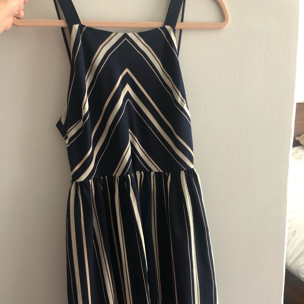 EVERLY | Navy Pinstripe Dress - Picture 2 of 4